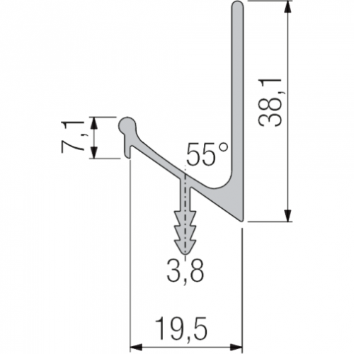 Alu-Griffleiste Typ C 2, E6/EV1, L: 2500 mm